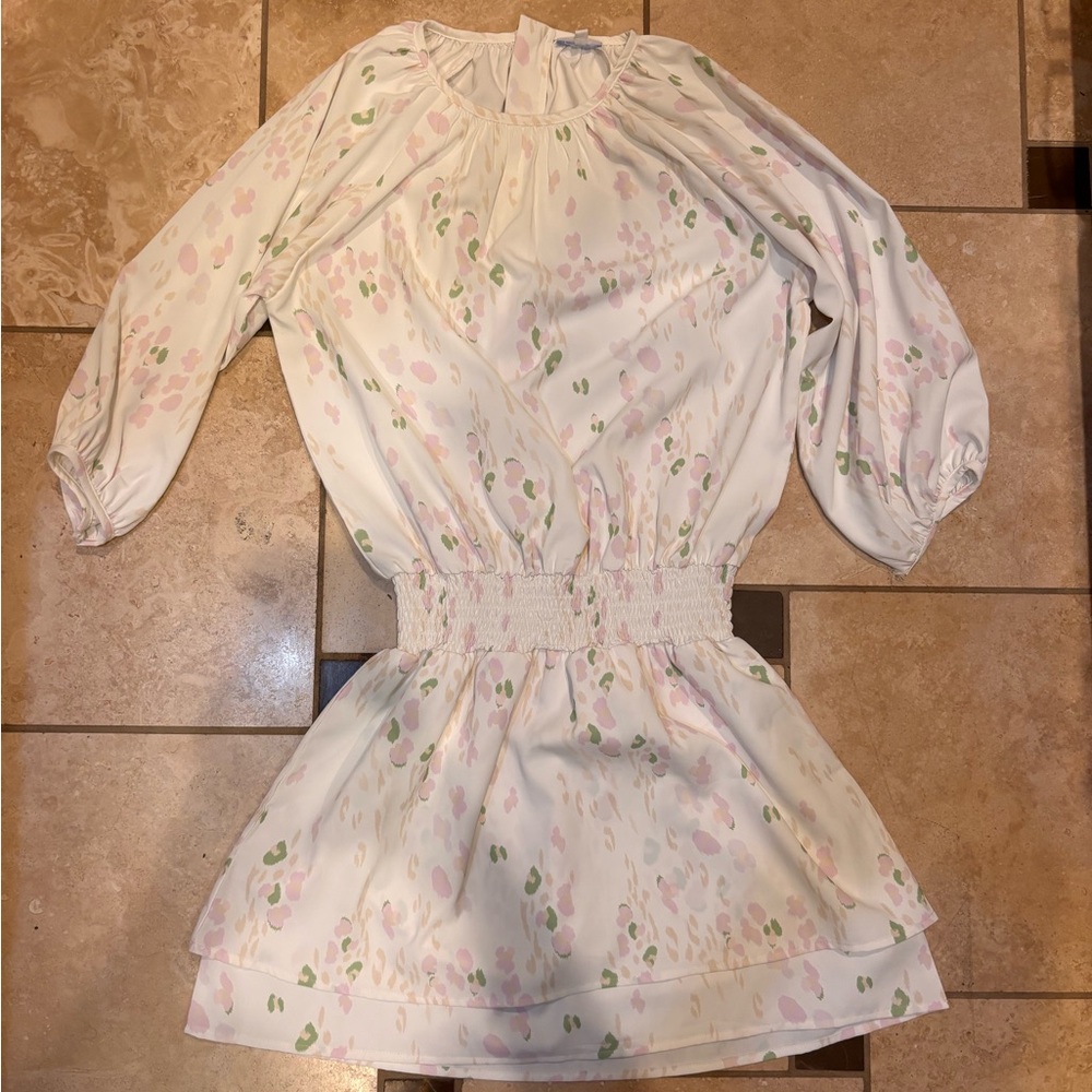Charming Floral Kids Dress in Cream and Pink